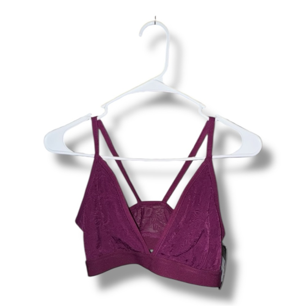 Maidenform Bralette NWT Magenta Triangle Stretch Lace Wirefree Pullover Size XL🍭 - Picture 13 of 16